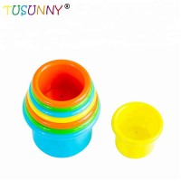 2018 New Colorful Baby Stack Up Cups Plastic Stacking Cups