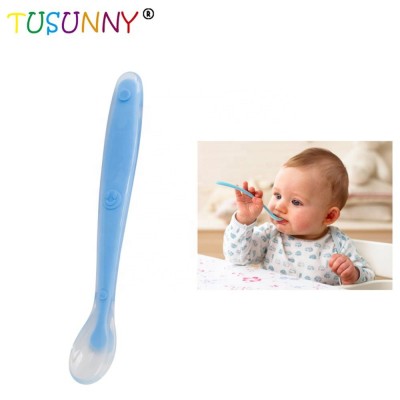 2019 Colorful baby Rice Bottle Silicone Feeding Spoon