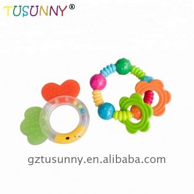 Factory direct supplier baby rattle plastic and teether wooden